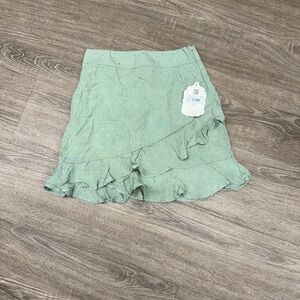 Altar'd State Light Green Ruffle Mini Skirt